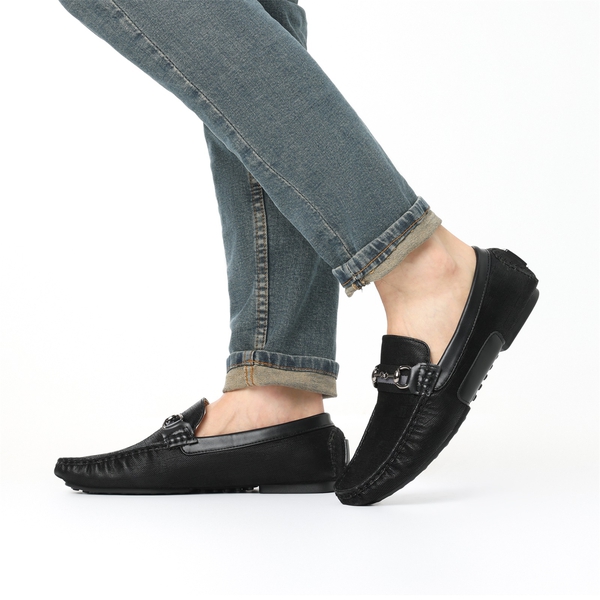 Men's Horsebit Moc-Toe Moccasin Loafers - BLACK - 8